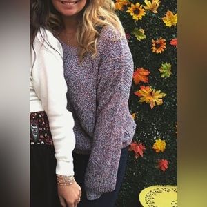 Express multicolor knit sweater open back